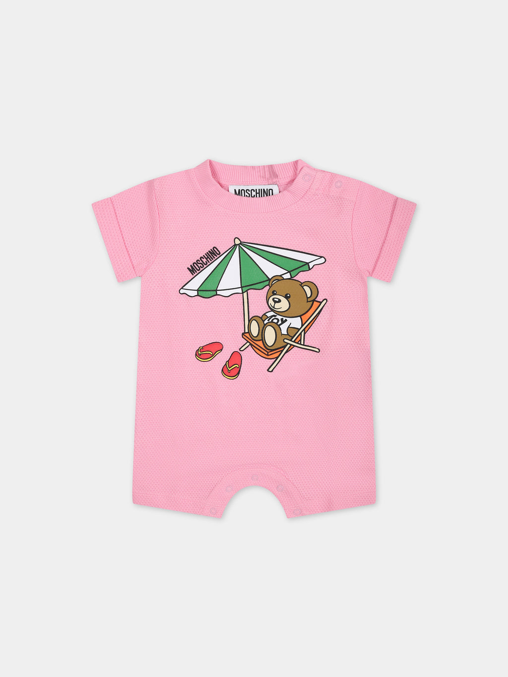 Pink romper for baby girl with Teddy Bear